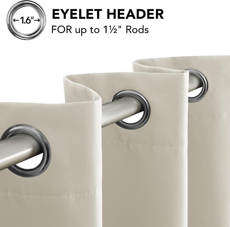 Room Darkening Thermal Curtains Bedroom Eyelet Pair Beige 46X63 Inch Soft 2Pack Does not apply