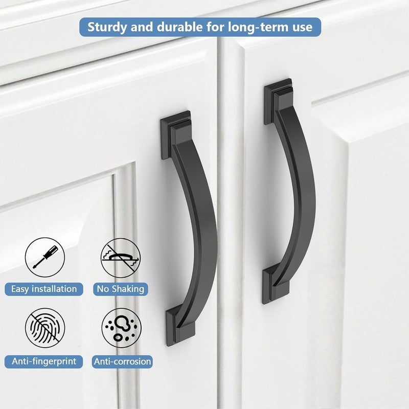 Matte Black Cabinet Handles Zinc Alloy Drawer Pulls Kitchen 96Mm 2 Pack Doors Unbranded