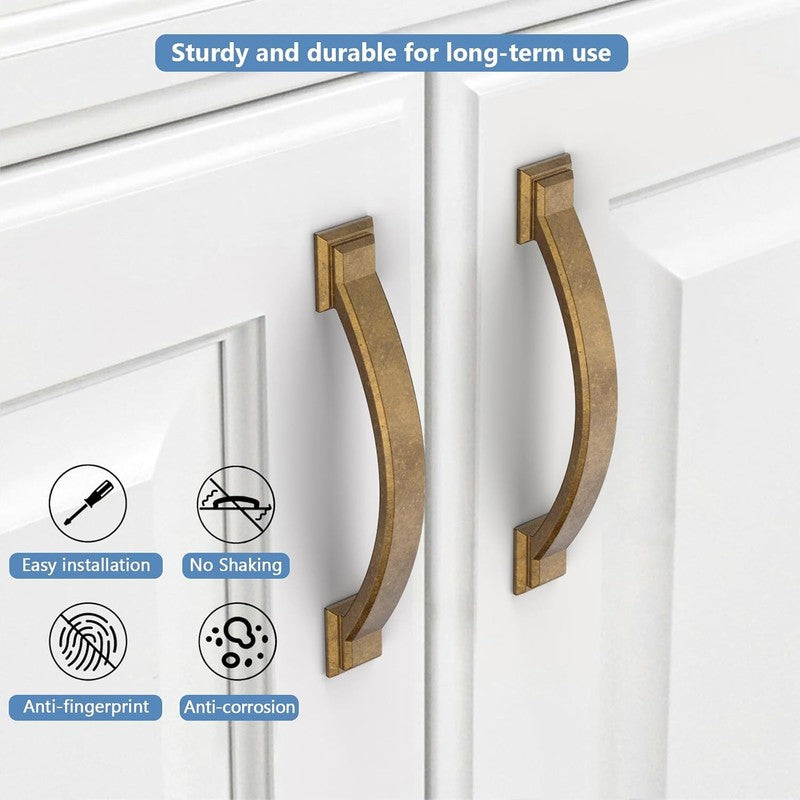 Antique Brass Cabinet Handles Zinc Alloy Drawer Pulls 160Mm Kitchen 2 Pack Set Unbranded