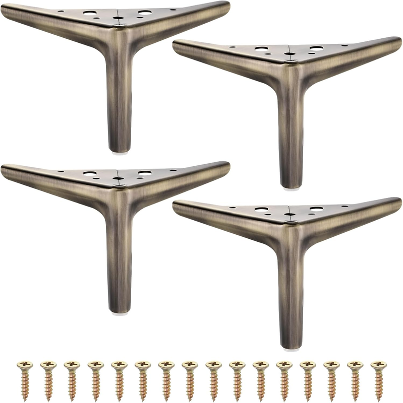 Metal Furniture Legs Heavy Duty Bronze Triangular Feet 120Mm 4 Pack Cabinet Sofa Unbranded