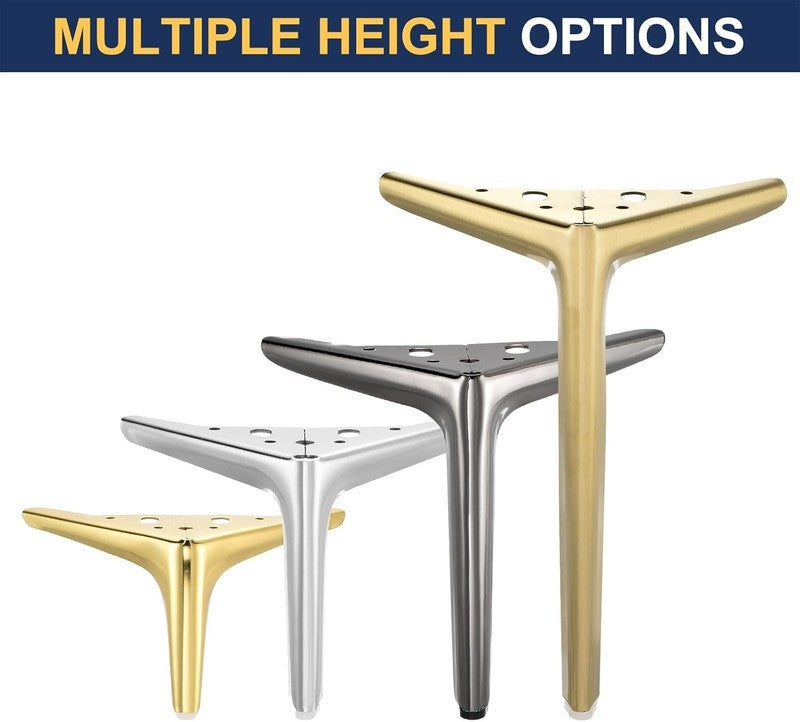 Metal Furniture Legs Heavy Duty Bronze Triangular Feet 120Mm 4 Pack Cabinet Sofa Unbranded