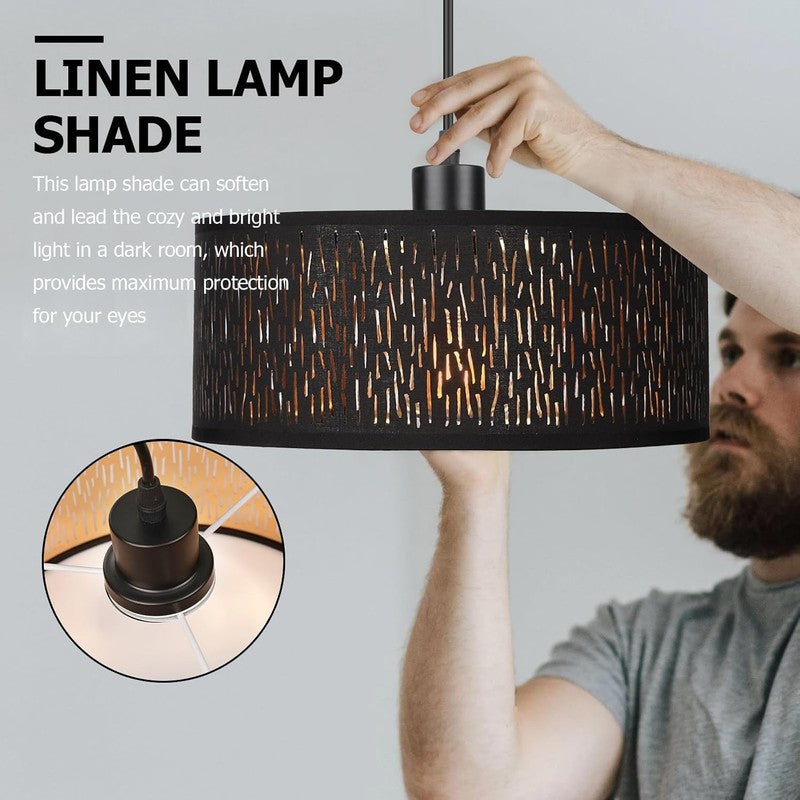 Black Lampshade Ceiling Pendant Light Shade Gold Inner Fabric Modern Home Decor Unbranded