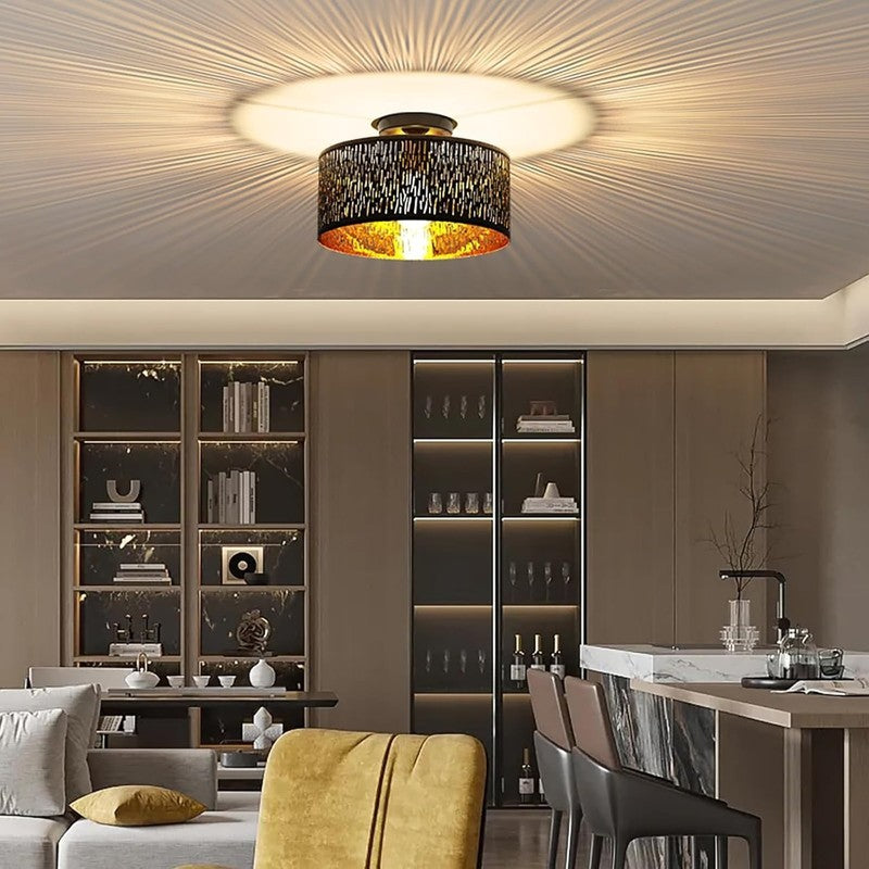 Black Lampshade Ceiling Pendant Light Shade Gold Inner Fabric Modern Home Decor Unbranded