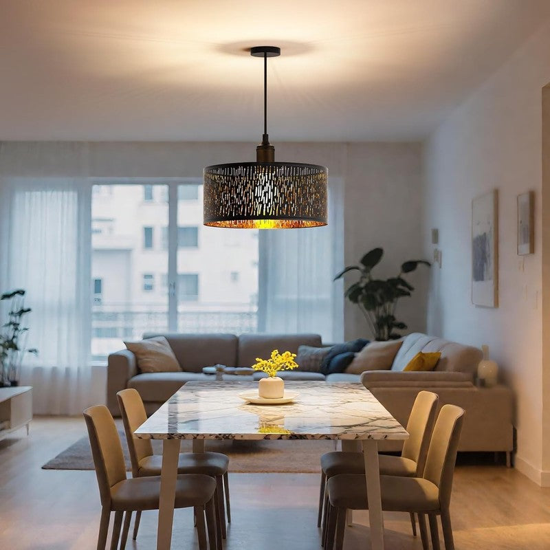 Black Lampshade Ceiling Pendant Light Shade Gold Inner Fabric Modern Home Decor Unbranded