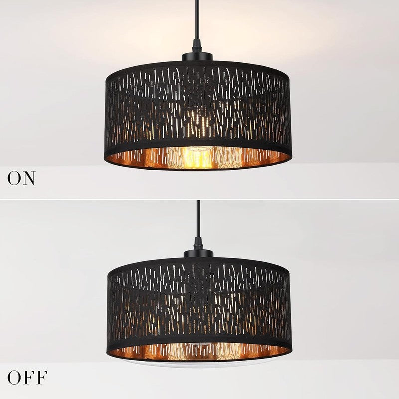 Black Lampshade Ceiling Pendant Light Shade Gold Inner Fabric Modern Home Decor Unbranded