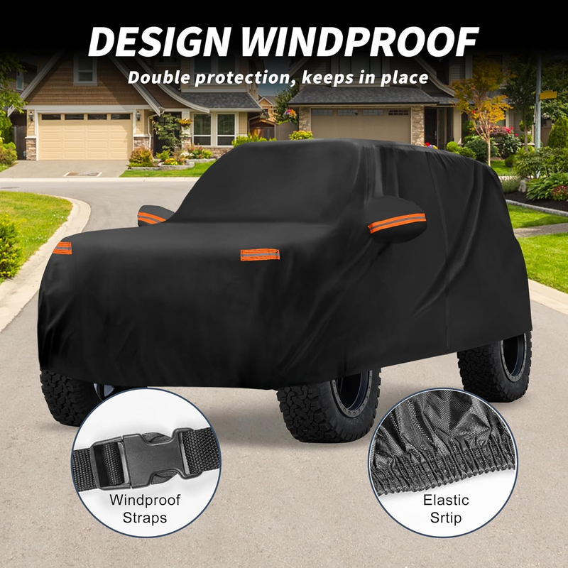 SUV Off Road Car Cover Waterproof Outdoor Sun Rain Snow Hail 210D PU Zipper Unbranded
