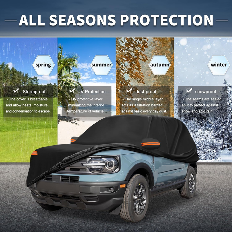 SUV Off Road Car Cover Waterproof Outdoor Sun Rain Snow Hail 210D PU Zipper Unbranded