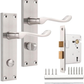 Victorian Scroll Door Handle Nickel Bathroom Lock Mortice Latch Set 65mm Unbranded