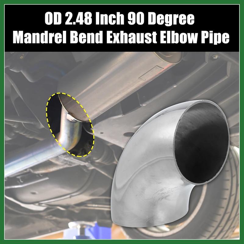 OD 2.48 Inch 90 Degree Bend Exhaust Tube Mandrel Bend Elbow Long-Lasting 4Pcs Unbranded