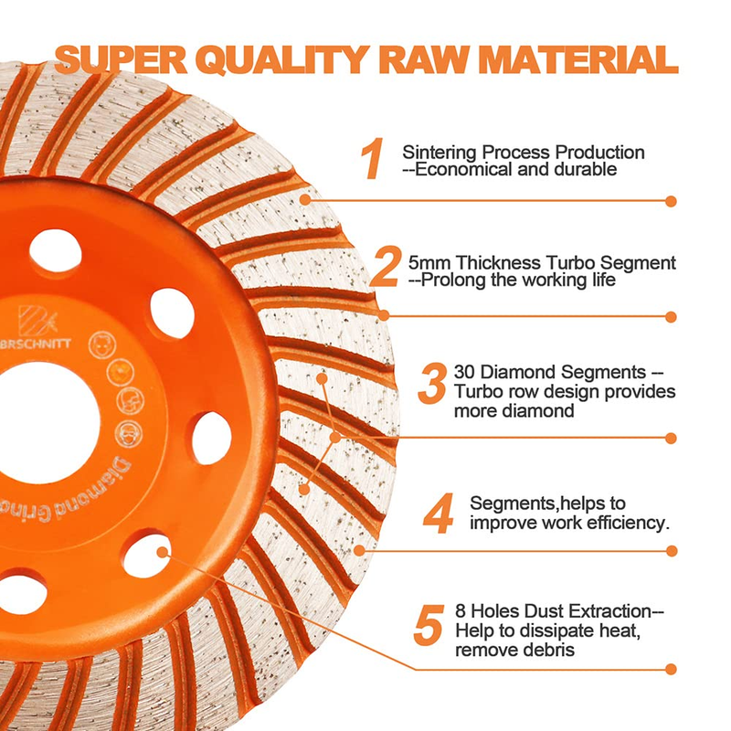 Diamond Turbo Grinding Cup Wheel 125Mm Concrete Stone Masonry Angle Grinder Disc Does not apply