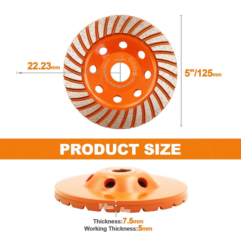 Diamond Turbo Grinding Cup Wheel 125Mm Concrete Stone Masonry Angle Grinder Disc Does not apply