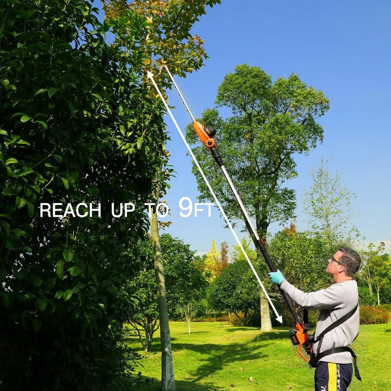 Cordless Pole Hedge Trimmer 20V Battery Telescopic Long Reach Bush Clippers 18In Unbranded