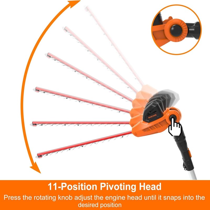 Cordless Pole Hedge Trimmer 20V Battery Telescopic Long Reach Bush Clippers 18In Unbranded