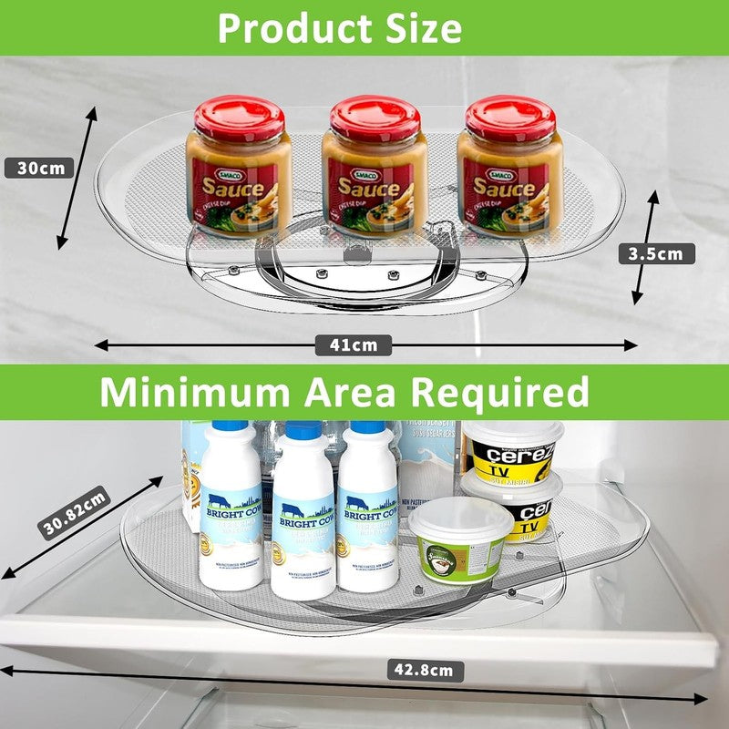 Lazy Susan Fridge Organiser Turntable Rotating Rectangular Non Slip Tray 2Pc Unbranded