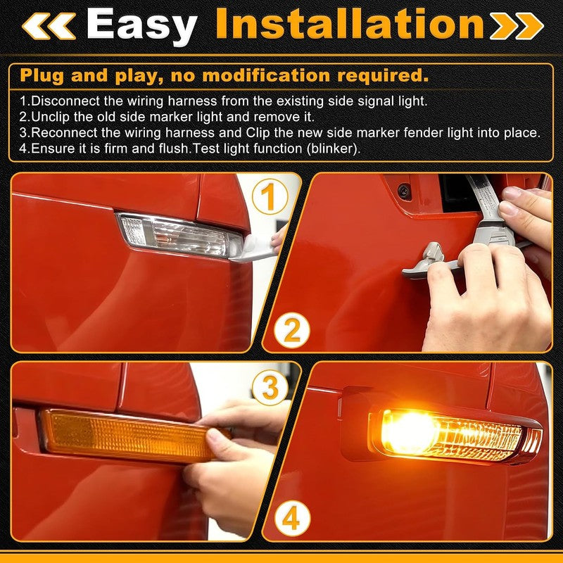 LED Side Marker Dynamic Sequential Amber Fender Lights fit Honda Civic 2016-2021 Unbranded