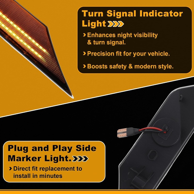 LED Side Marker Dynamic Sequential Amber Fender Lights fit Honda Civic 2016-2021 Unbranded