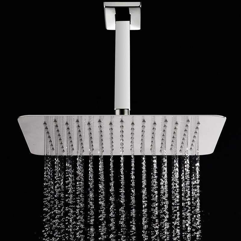 Stainless Steel Shower Arm Ceiling Extension Square Chrome 8 Inch Rain Head UK Unbranded