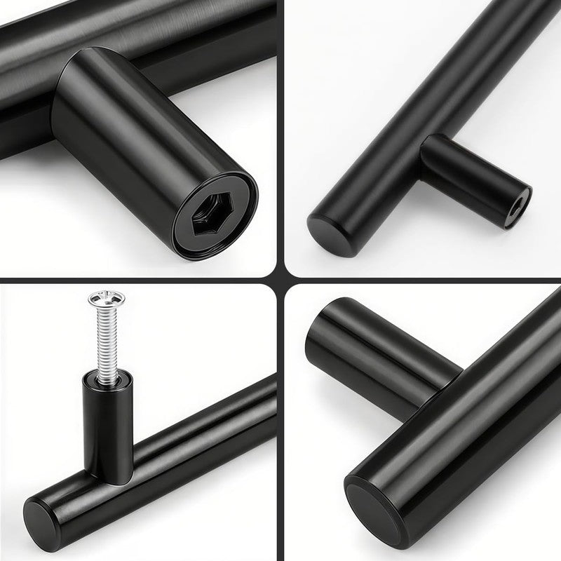 Matte Black Kitchen Handles 64Mm Stainless Steel T Bar Cupboard Drawer Pulls 2Pk Unbranded