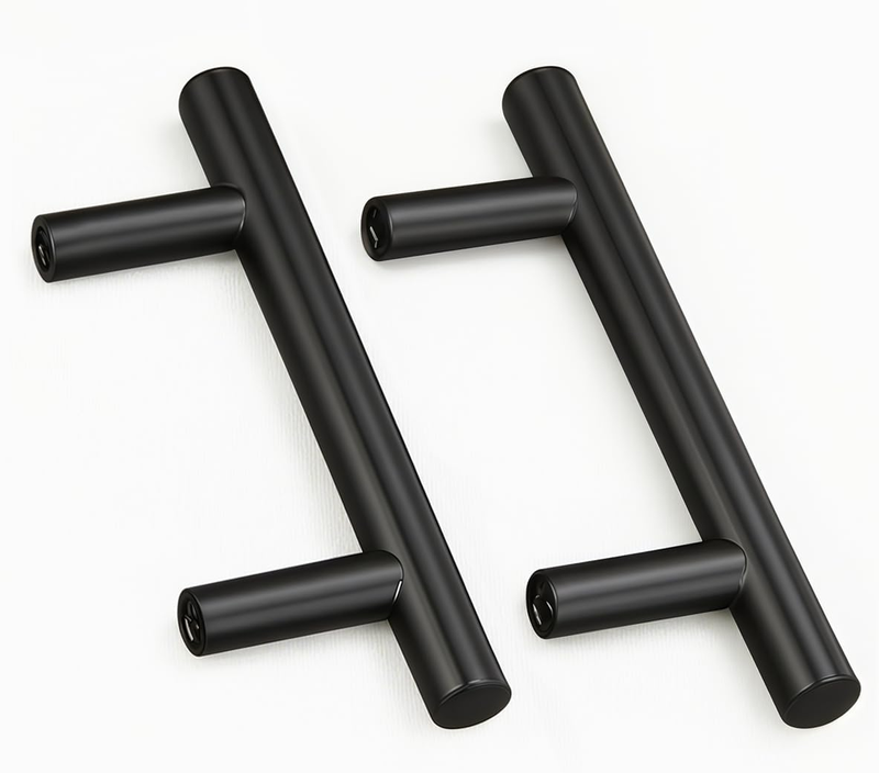 Matte Black Kitchen Handles 64Mm Stainless Steel T Bar Cupboard Drawer Pulls 2Pk Unbranded