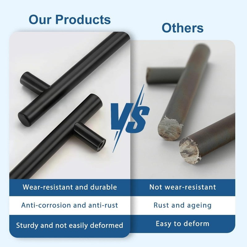 Matte Black Kitchen Handles 64Mm Stainless Steel T Bar Cupboard Drawer Pulls 2Pk Unbranded
