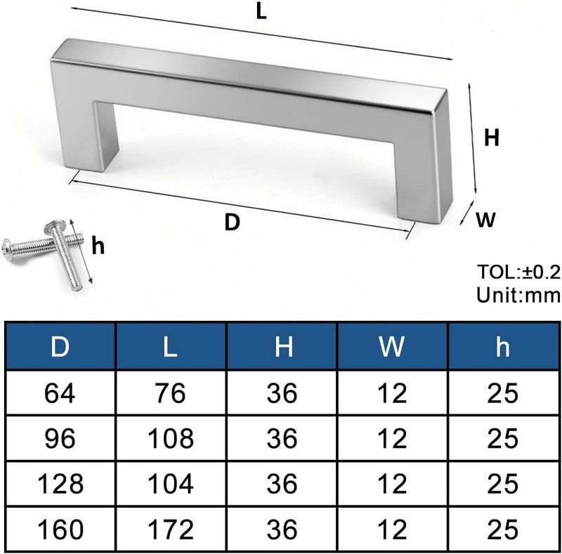 Kitchen Cabinet Handles 128Mm Stainless Steel Silver Brushed T Bar Drawer Pulls Unbranded
