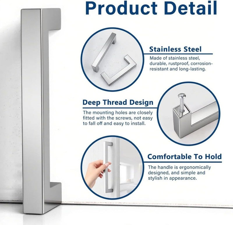 Kitchen Cabinet Handles 128Mm Stainless Steel Silver Brushed T Bar Drawer Pulls Unbranded