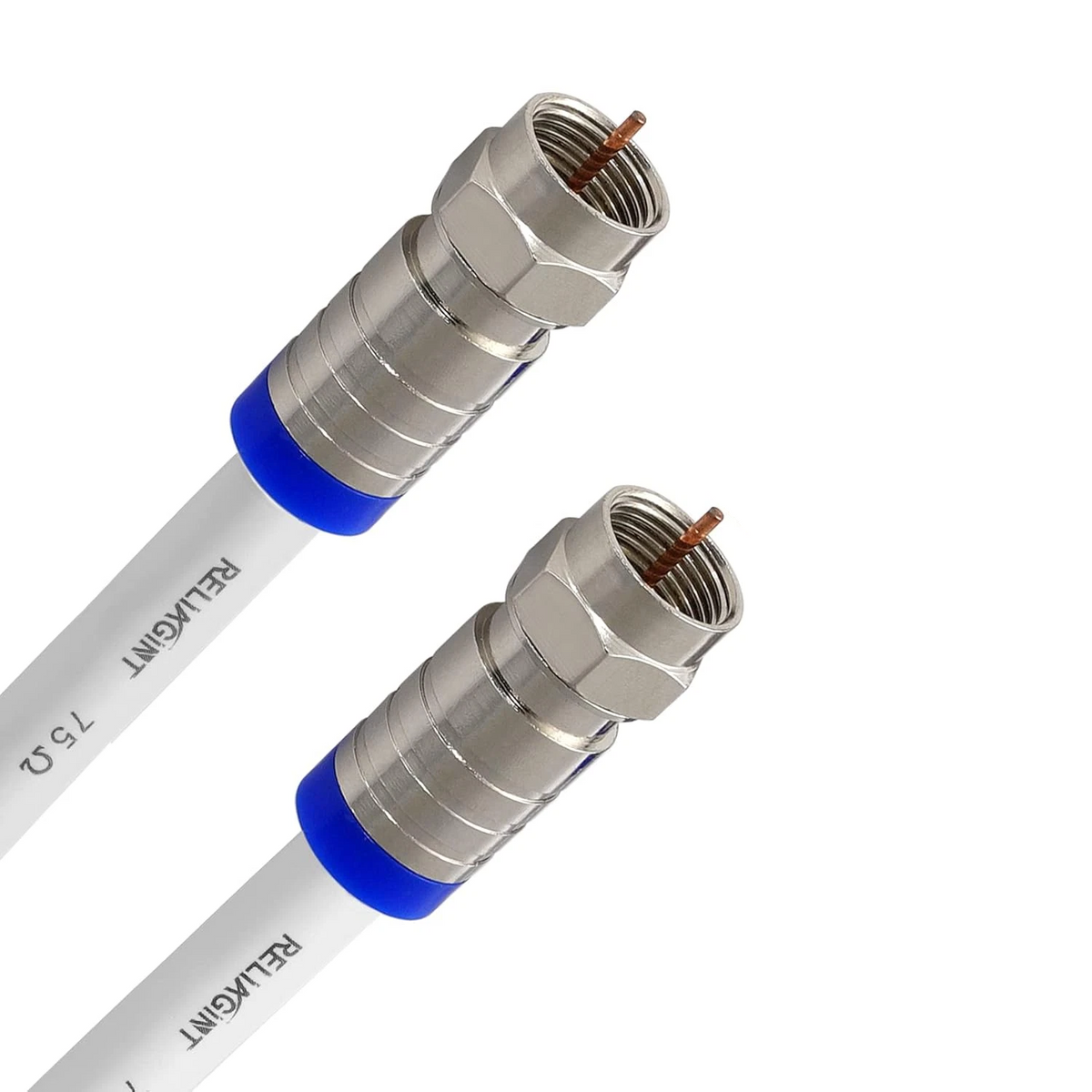 RG6 TV Aerial Cable 1M Coaxial Lead 75Ohm Copper F Plug White HD Satellite 3GHz Unbranded