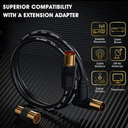 TV Aerial Cable 5M Coaxial Lead 75Ohm IEC Male Right Angle Copper HD 3C2V Unbranded