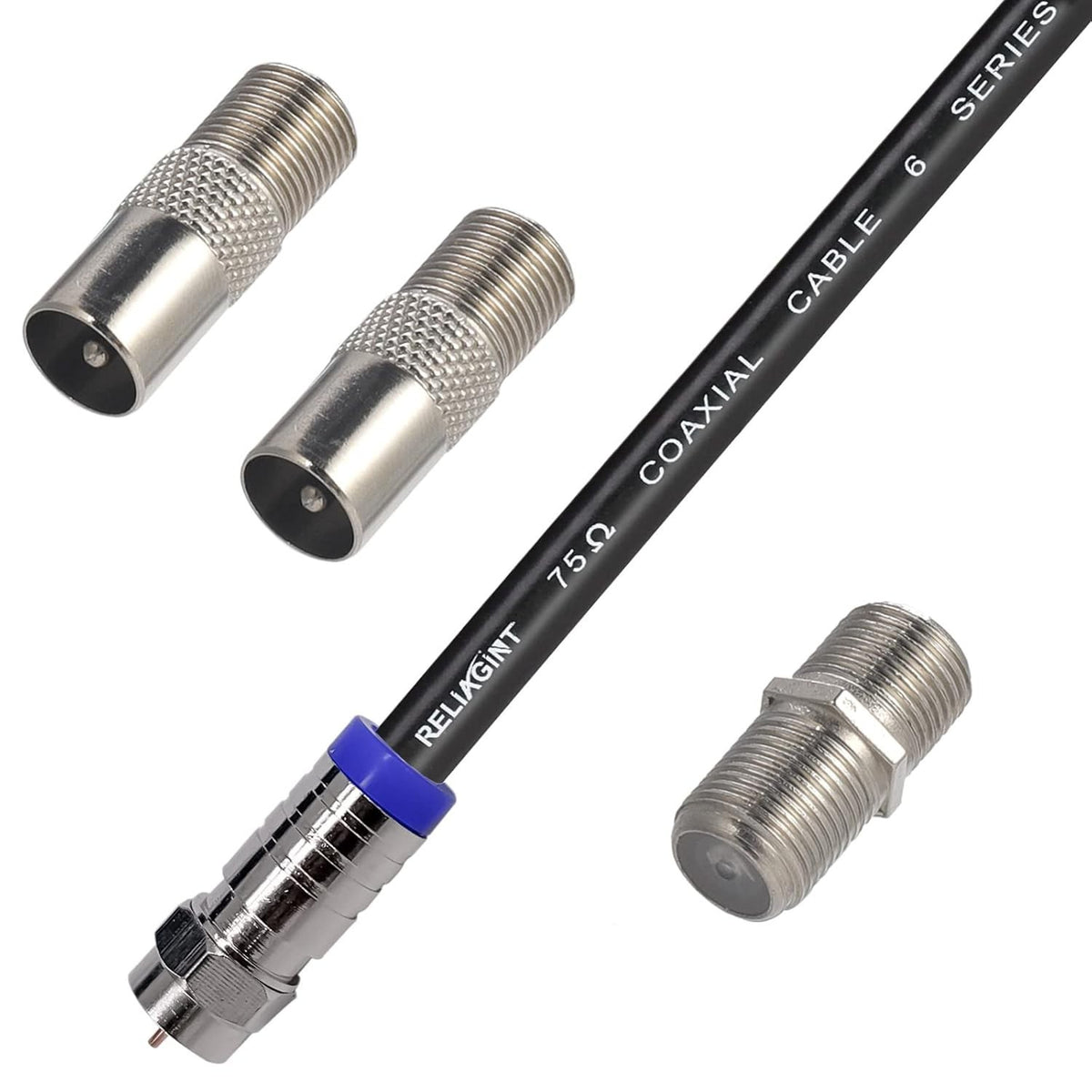 2M RG6 TV Coaxial Cable 75Ohm Satellite Aerial F Connectors Coupler White 3GHz Unbranded