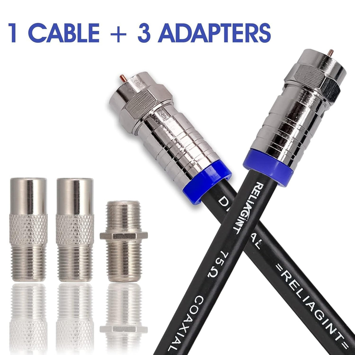 2M RG6 TV Coaxial Cable 75Ohm Satellite Aerial F Connectors Coupler White 3GHz Unbranded