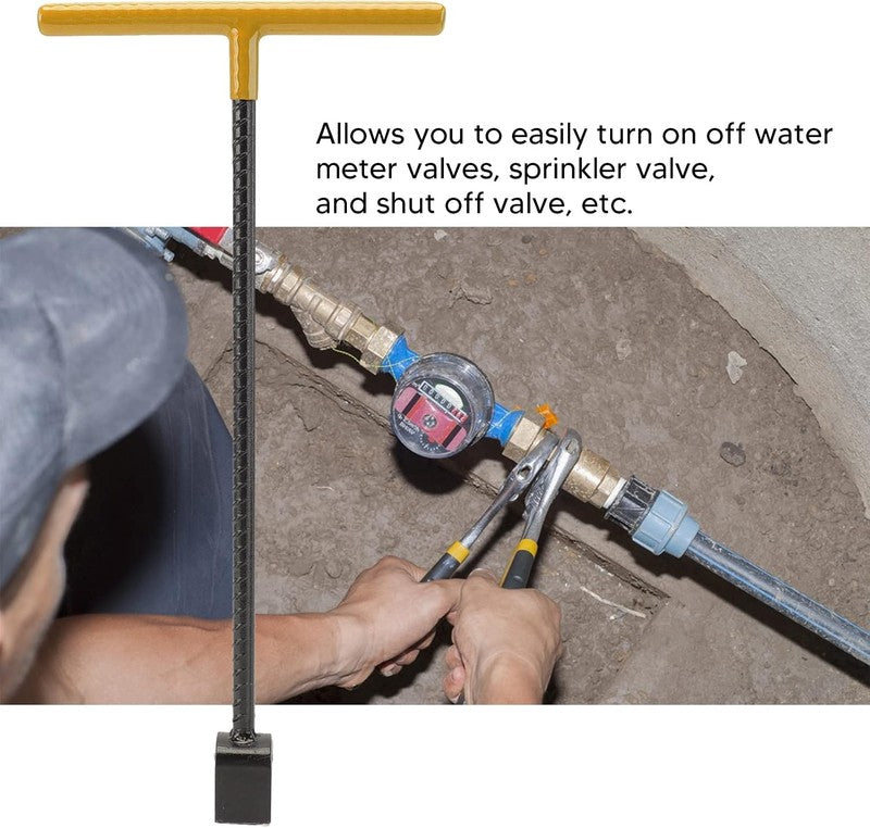 Water Meter Key 12 Inch T Handle Curb Valve Shut Off Tool 4 Way Utility Wrench Unbranded