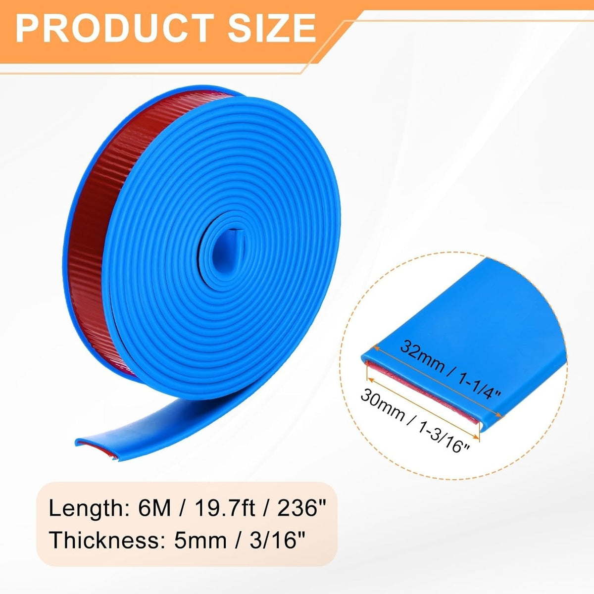 Blue U Shape Edge Banding Self Adhesive TPE Furniture Trim Protector 30mm x 6M Unbranded