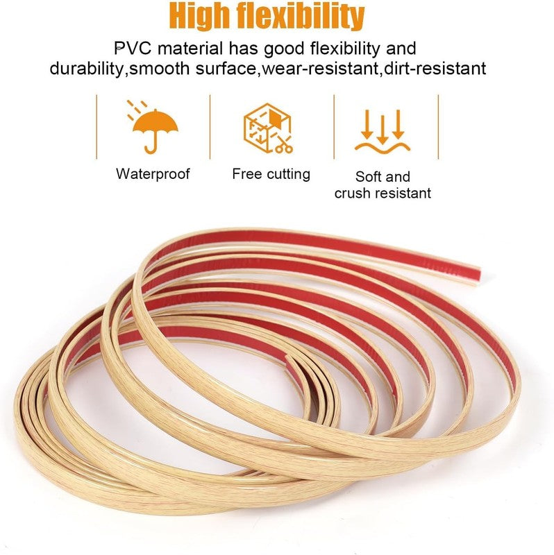 PVC U Shape Edging Trim Self Adhesive Flexible Skirting Strip 20Mm Wood Grain 5m Unbranded
