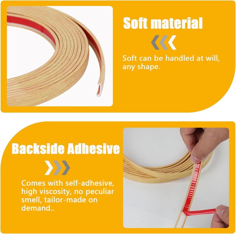 PVC U Shape Edging Trim Self Adhesive Flexible Skirting Strip 20Mm Wood Grain 5m Unbranded