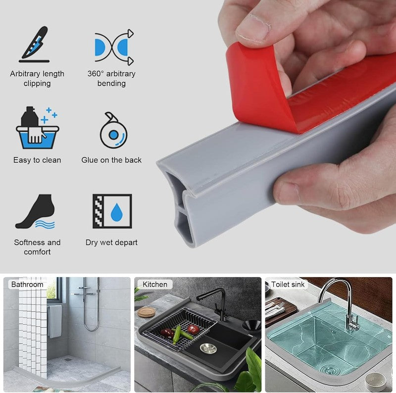 Shower Screen Seal Strip Shower Door Seal 2M Foldable Water Stopper Grey BathBox Unbranded