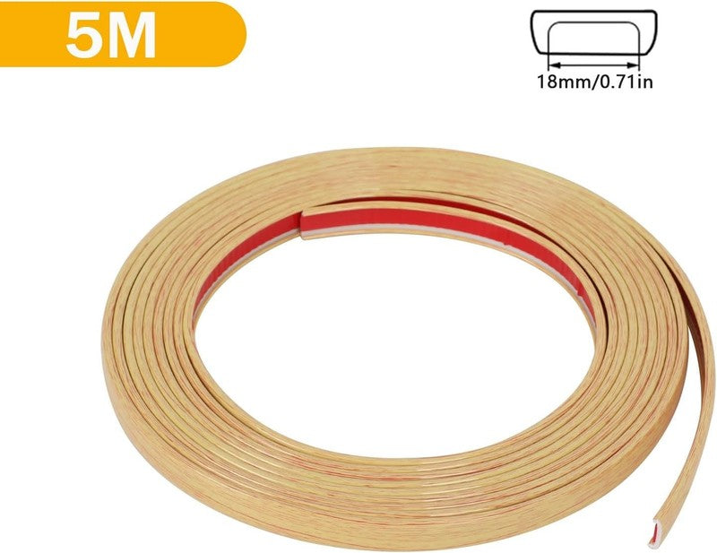 PVC U Shape Edging Trim Self Adhesive Flexible Skirting Board 18Mm 5M Wood Grain Unbranded