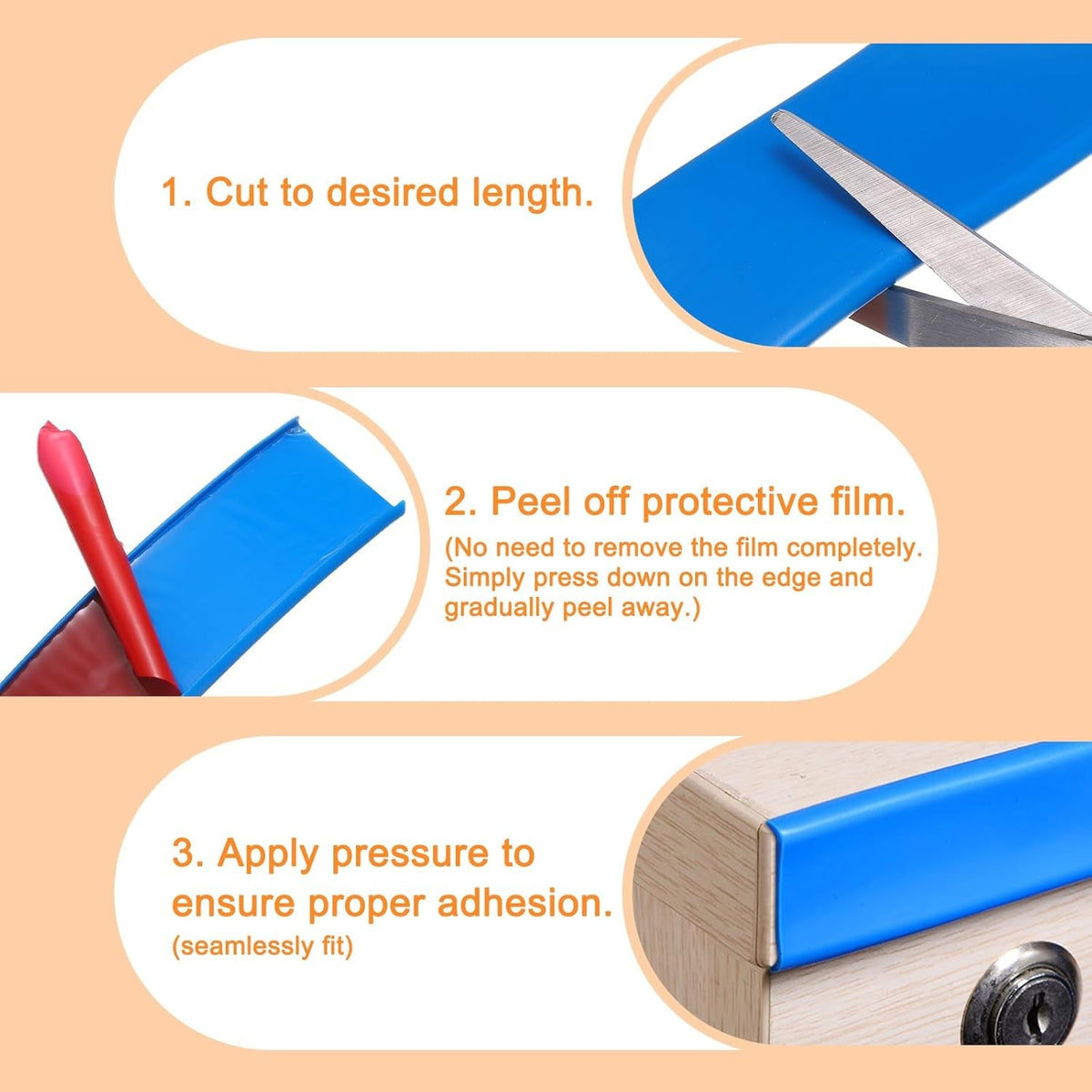 Blue U Shape Edge Banding Self Adhesive TPE Furniture Trim Protector 36Mm X 6M Unbranded