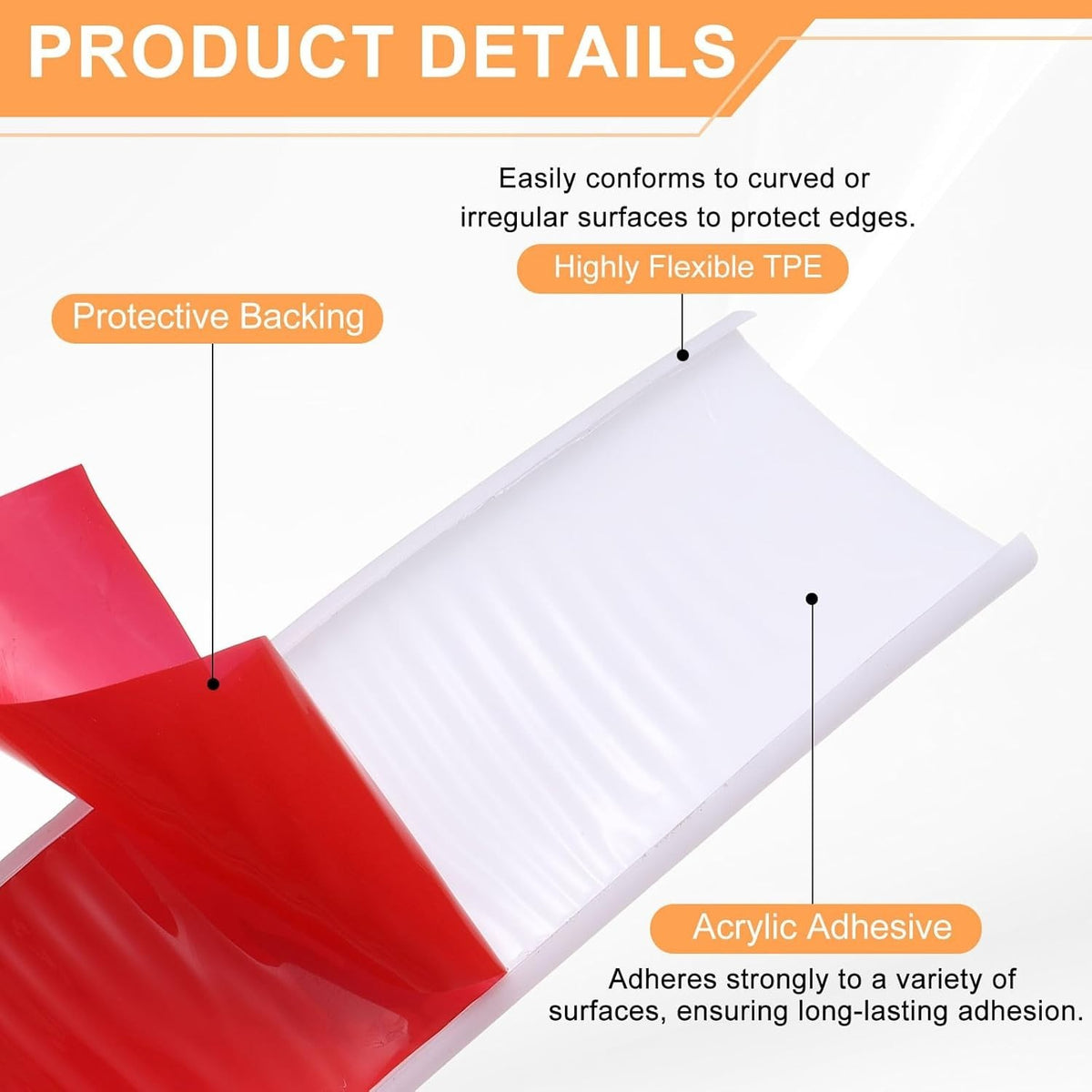 White U Shape Edge Banding Self Adhesive TPE Furniture Trim Protector 30mm x 6M Unbranded