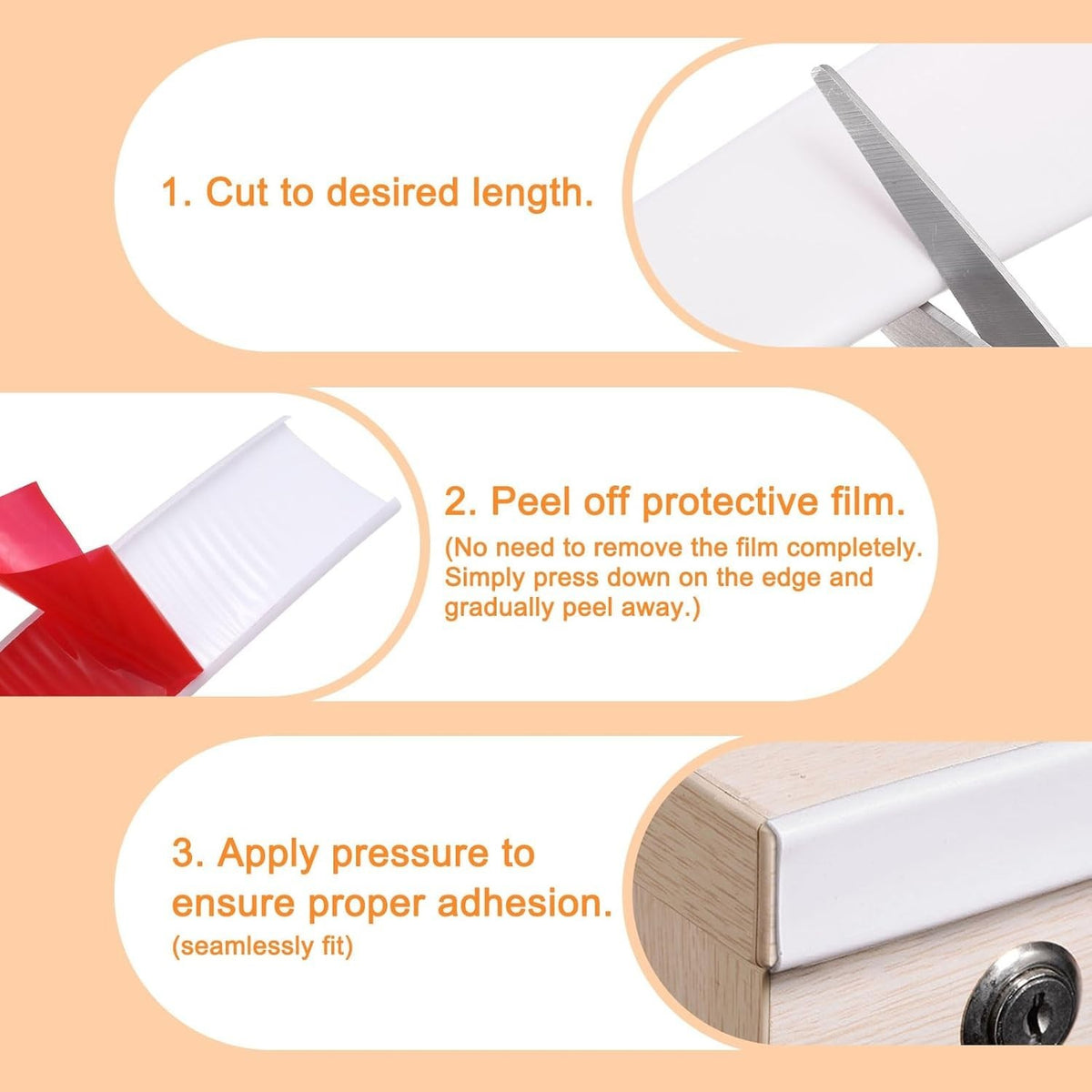 White U Shape Edge Banding Self Adhesive TPE Furniture Trim Protector 30mm x 6M Unbranded