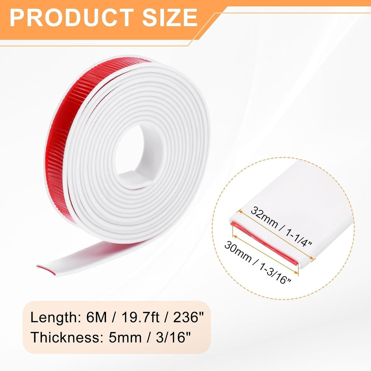 White U Shape Edge Banding Self Adhesive TPE Furniture Trim Protector 30mm x 6M Unbranded