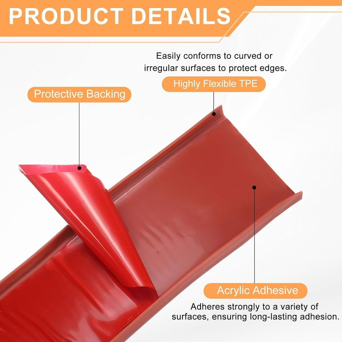 Brown U Shape Edge Banding Self Adhesive TPE Furniture Trim Protector 40Mm X 6M Unbranded