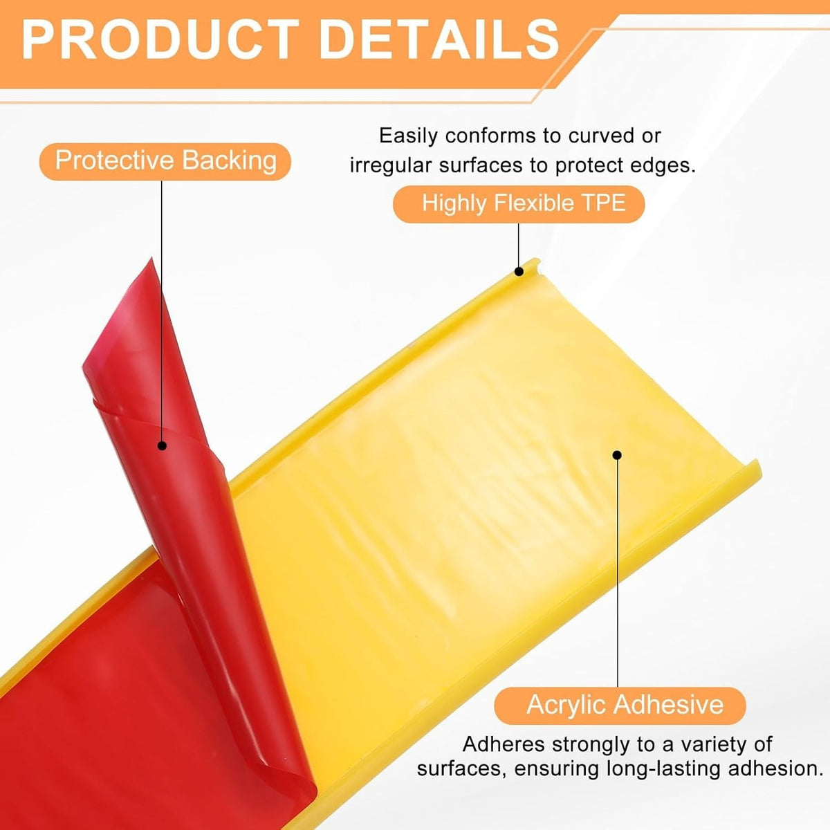 Yellow U Shape Edge Banding Self Adhesive TPE Furniture Trim Protector 32mm x 6M Unbranded