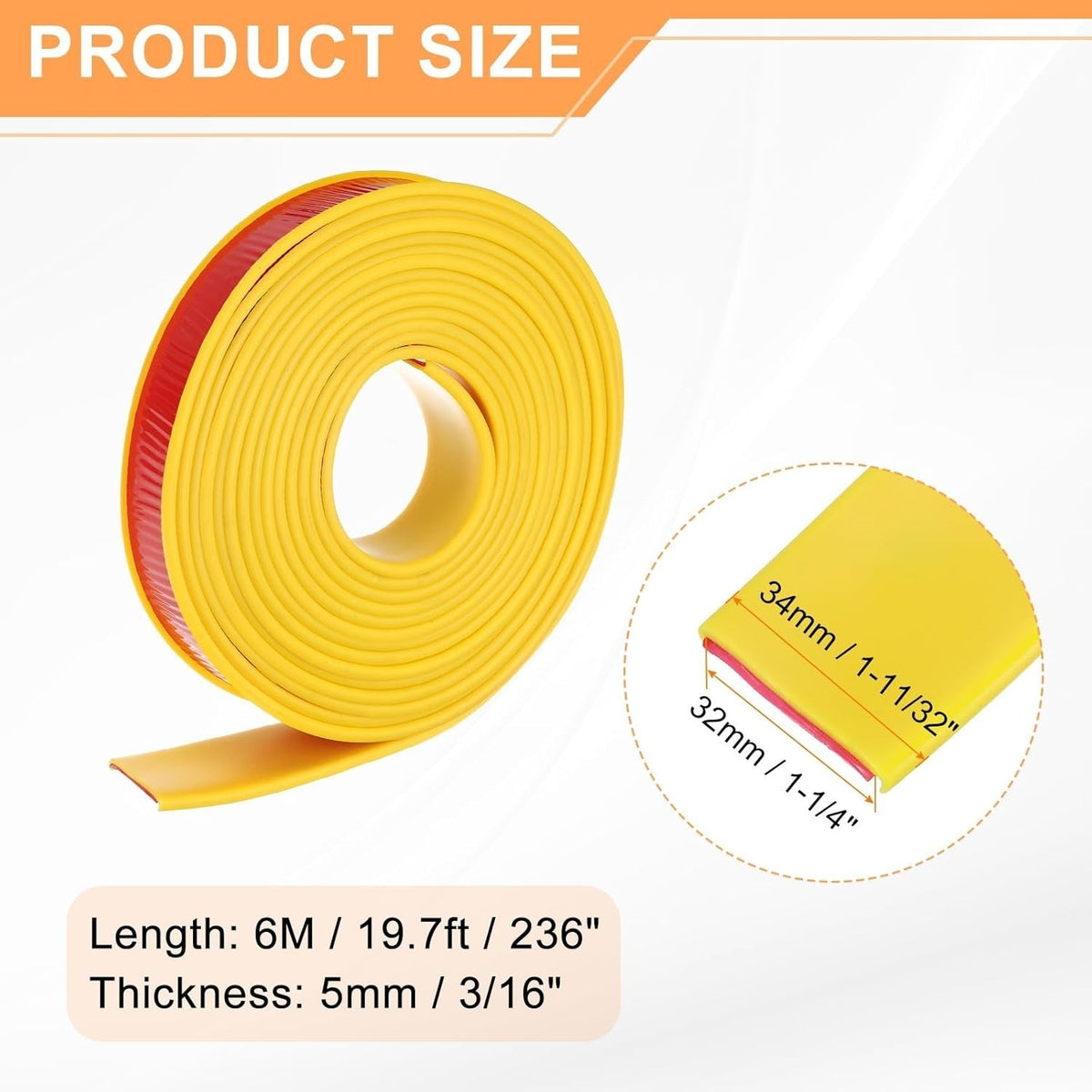 Yellow U Shape Edge Banding Self Adhesive TPE Furniture Trim Protector 32mm x 6M Unbranded