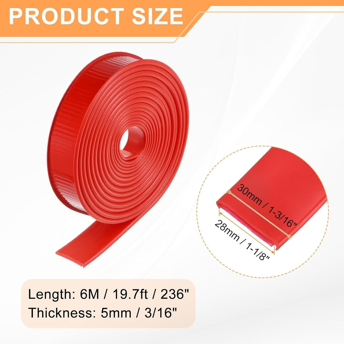 Red U Shape Edge Banding Self Adhesive TPE Furniture Trim Protector 28mm x 6M Unbranded