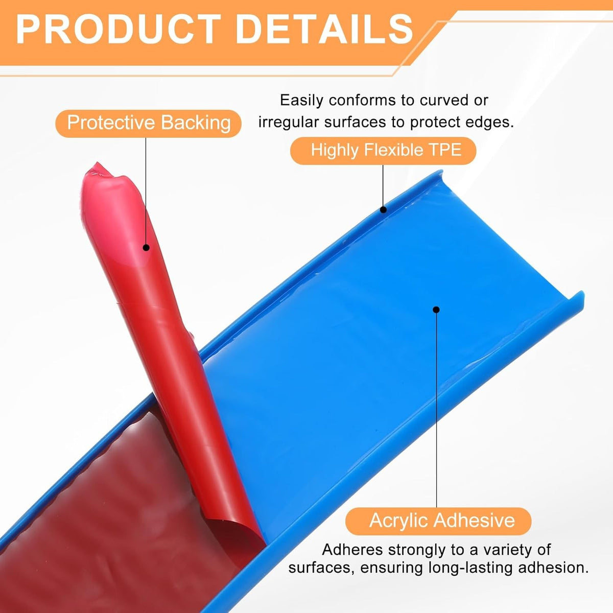 Blue U Shape Edge Banding Self Adhesive TPE Furniture Trim Protector 32mm x 6M Unbranded