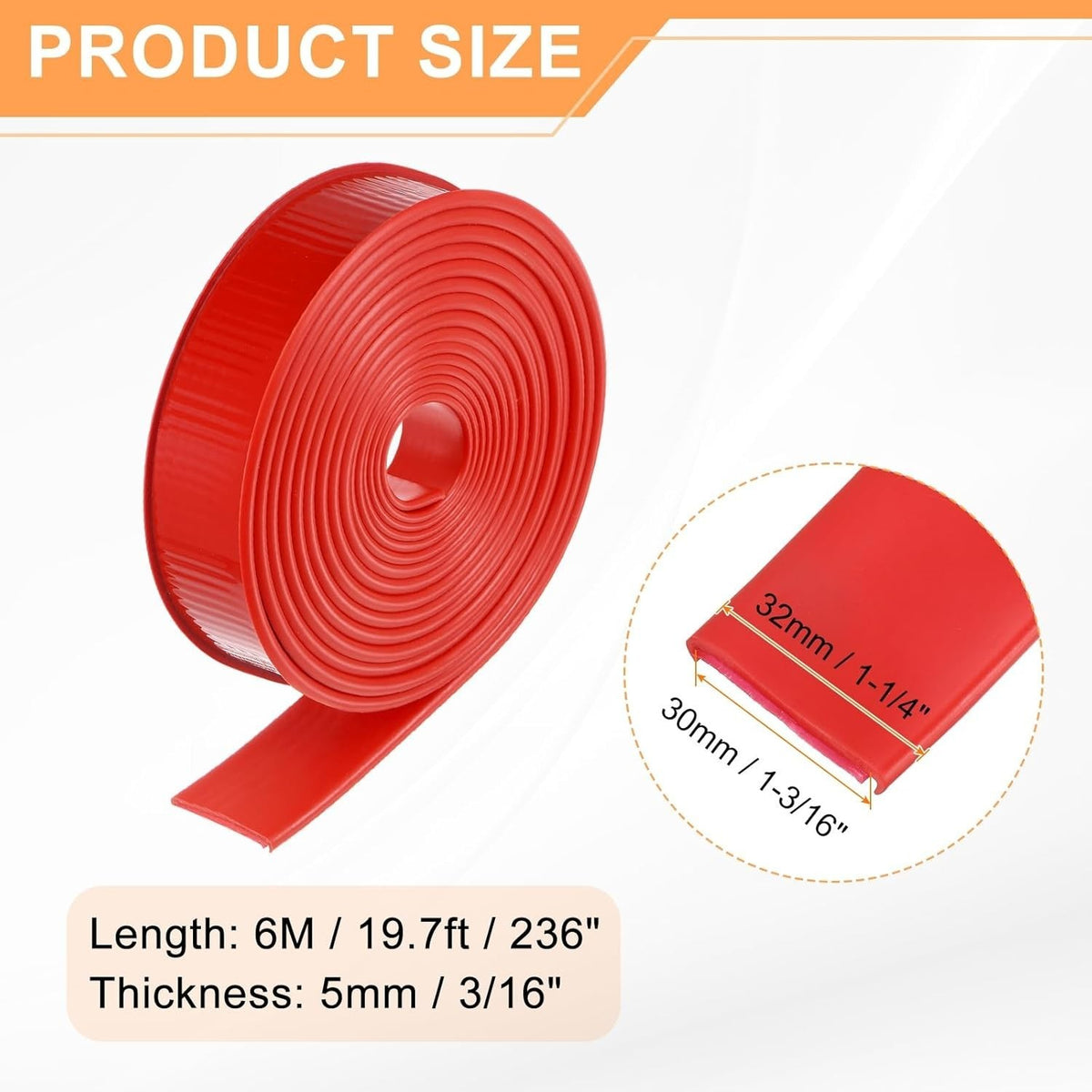 Red U Shape Edge Banding Self Adhesive TPE Furniture Trim Protector 30mm x 6M Unbranded