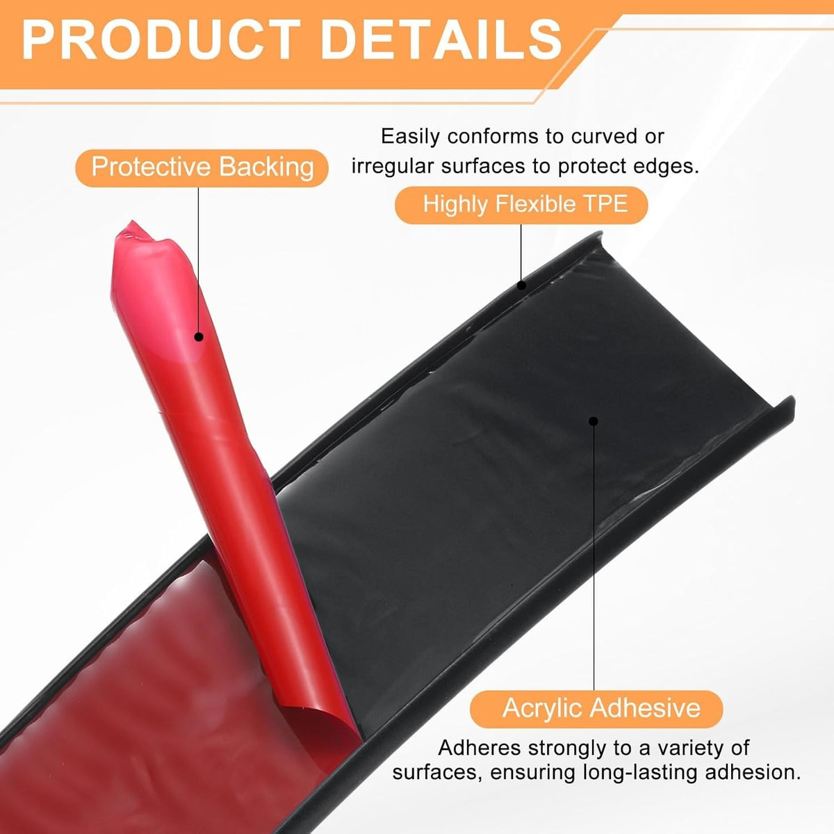Black U Shape Edge Banding Self Adhesive TPE Furniture Trim Protector 32mm x 6M Unbranded