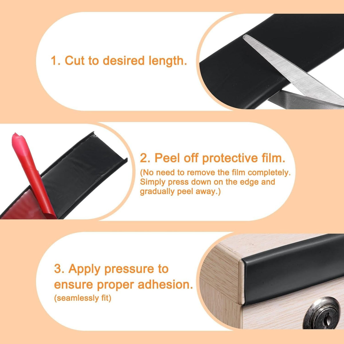 Black U Shape Edge Banding Self Adhesive TPE Furniture Trim Protector 32mm x 6M Unbranded