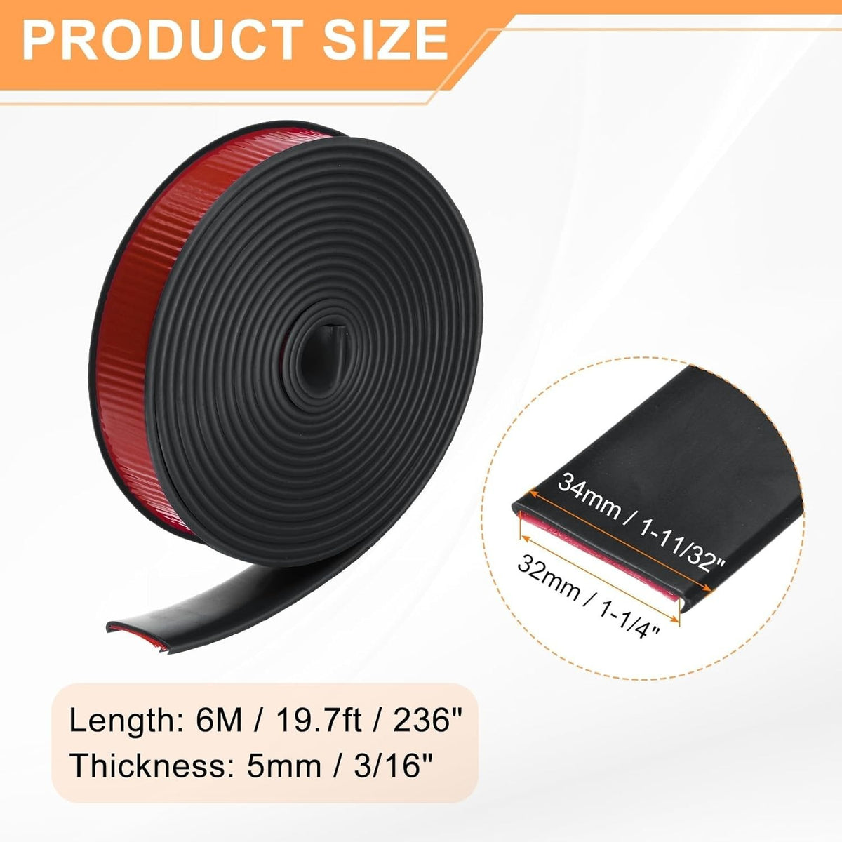 Black U Shape Edge Banding Self Adhesive TPE Furniture Trim Protector 32mm x 6M Unbranded