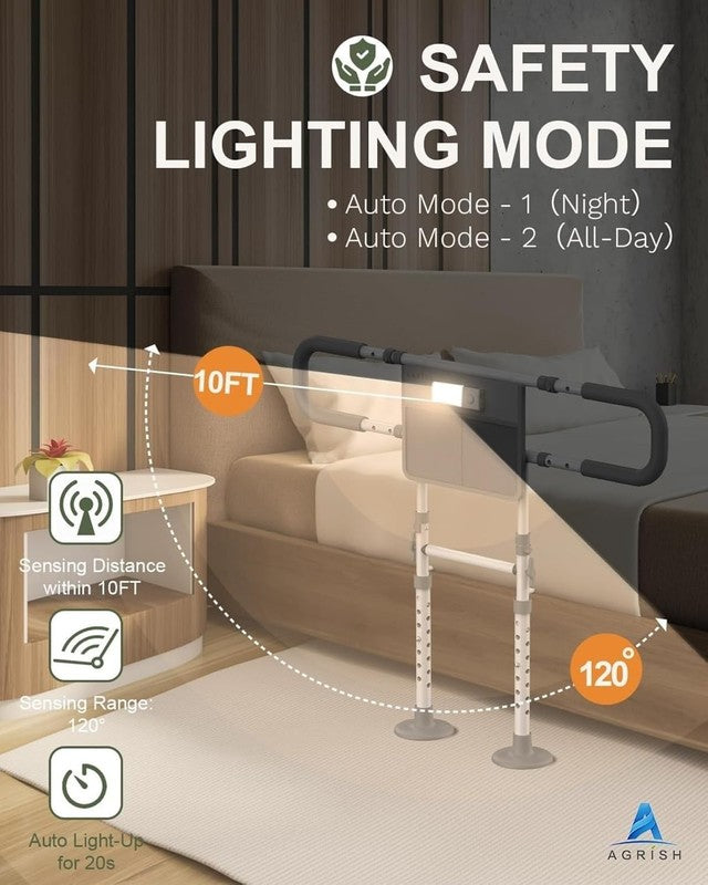 Adjustable Bed Safety Rail Elderly Adults Grab Handle Motion Light Storage Aid Unbranded